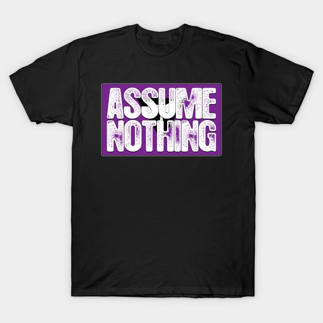 Assume Nothing Lesbian Labrys Pride Flag T-Shirt by wheedesign